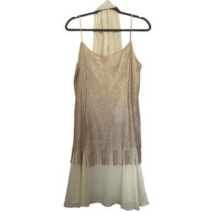 Filigree LTD Collection Size 18 Gold Cocktail Dress Chiffon Scarf Zip Back‎ VTG